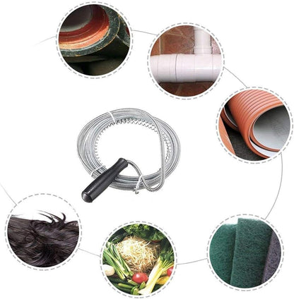 Heavy-Duty 5m Spiral Drain Cleaner for Toilets, Sinks & Showers