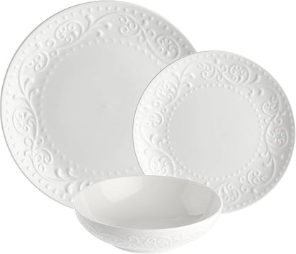 La Porcellana Bianca Sognante 18-Piece White Bone China Plate Set