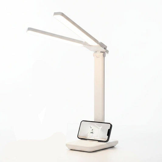 Hepside Double Head LED Desk Lamp Dimmable 3 Color Temperatures USB Touch Control
