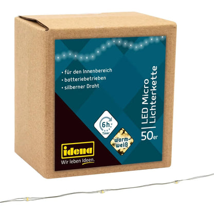 Idena 50-LED Warm White Micro Fairy Lights with Timer - Gomix Brands Outlet