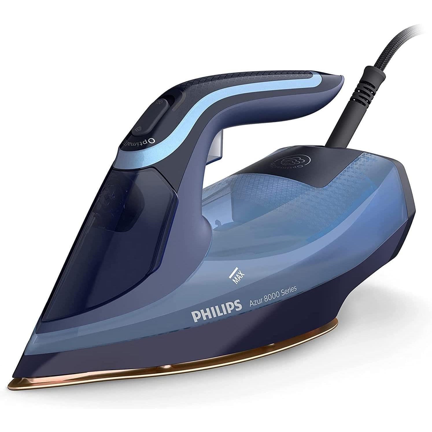 Philips Azur 8000 Series Steam Iron: 3000W, OptimalTEMP, SteamGlide Elite, Light Blue