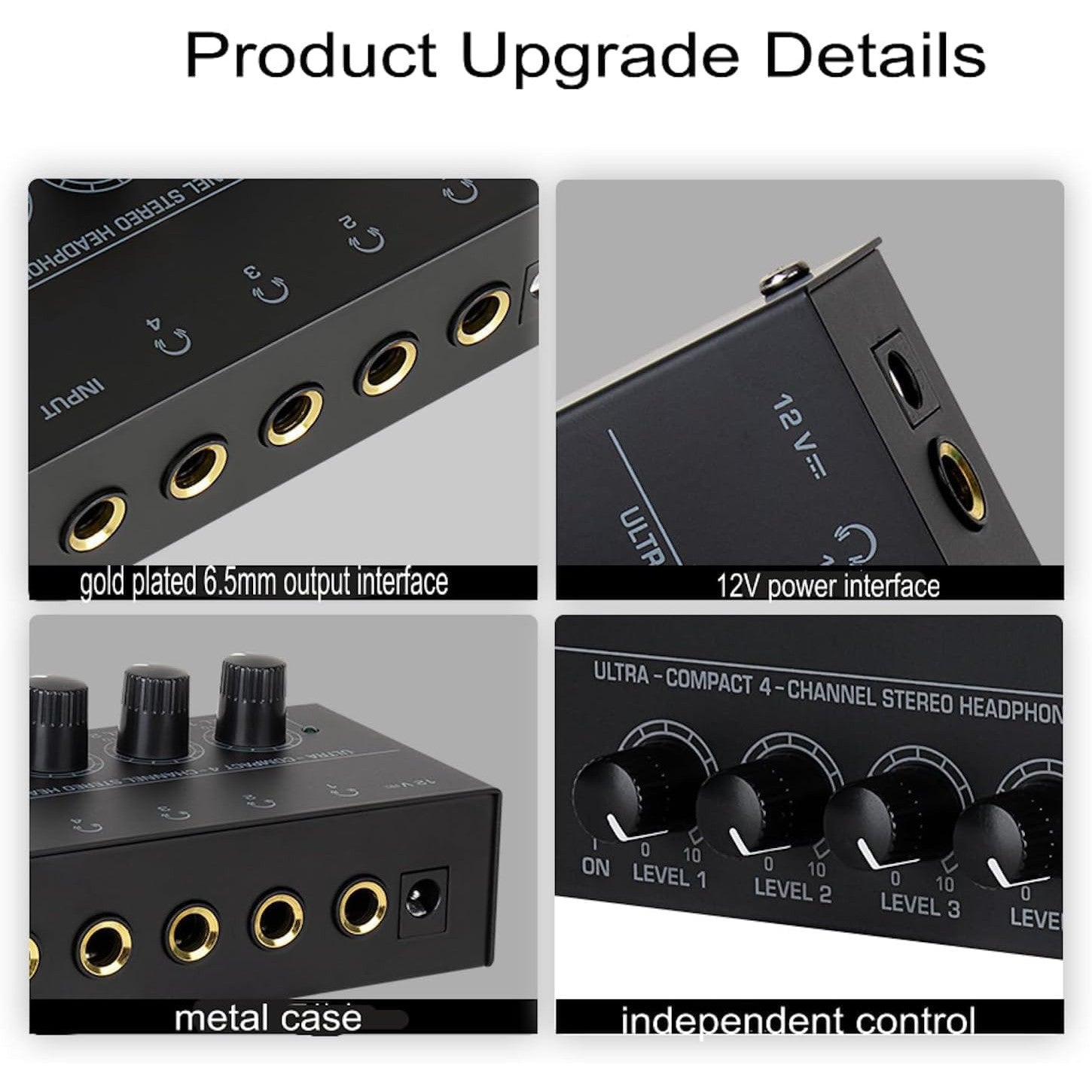 HSCLPM HA400 4-Channel Metal Headphone Amplifier with 12V Adapter