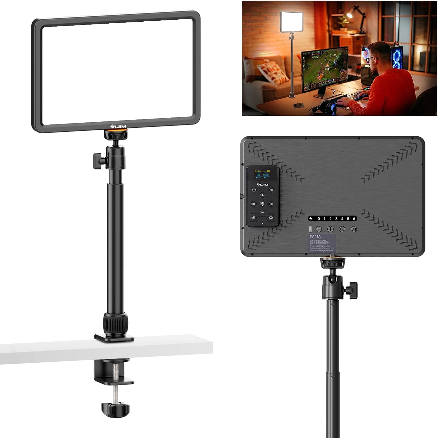 PICTRON VIJIM K20 11" Desk Mount LED Key Light Panel 2500K-9000K Bi-Color with Remote