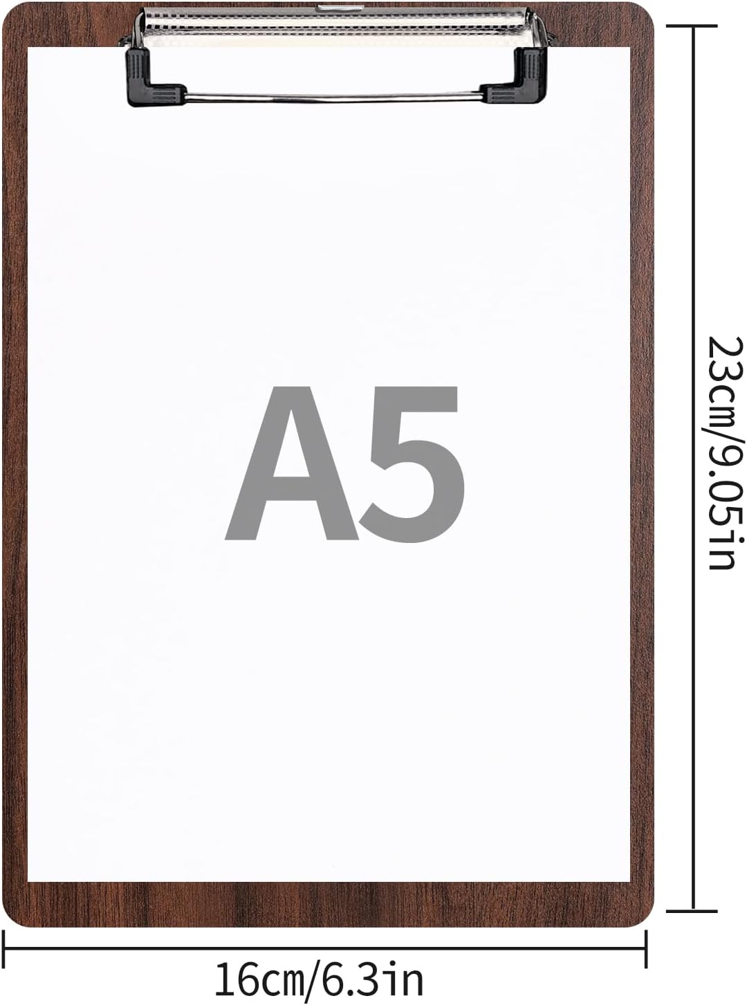 DONGLI A5 Wooden Clipboards 8-Pack: Hardboard with Low Profile Metal Clip
