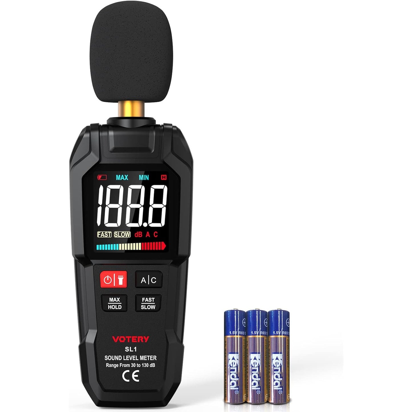 Votery Portable Digital Decibel Meter 30-130 dB A/C Weighted