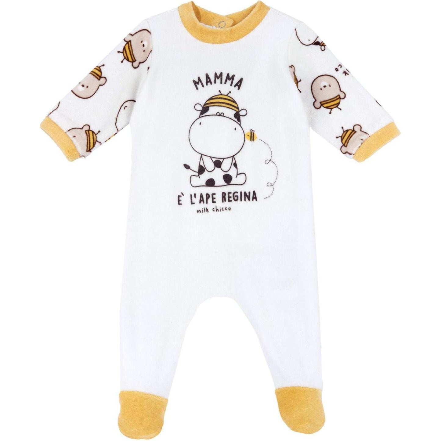 Chicco Chenille Unisex Baby Jumpsuit with Cute Cartoon Design, White Size 62