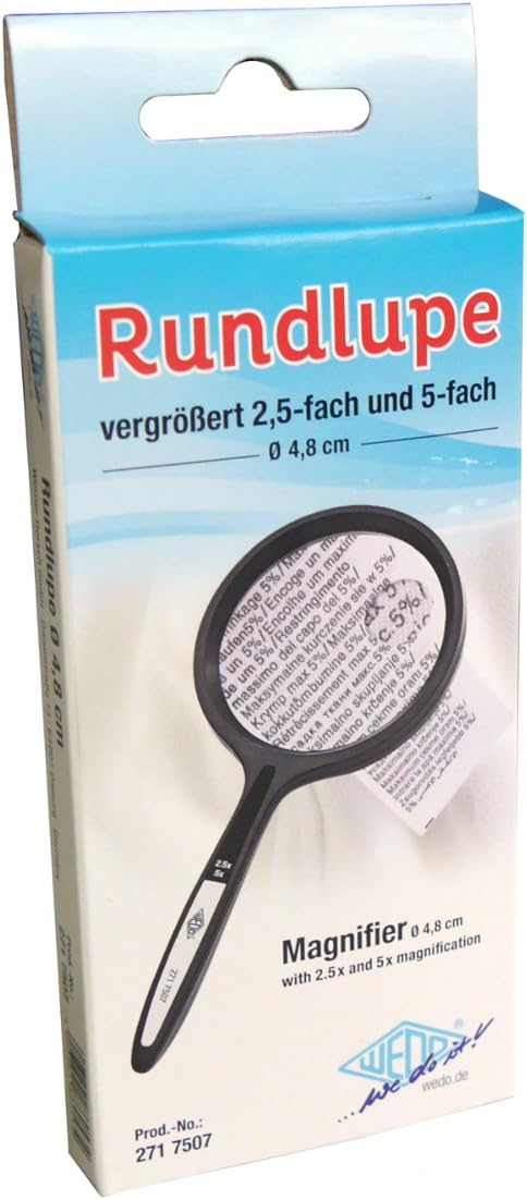 Wedo 2717507 4.8 cm Round Magnifier - Black