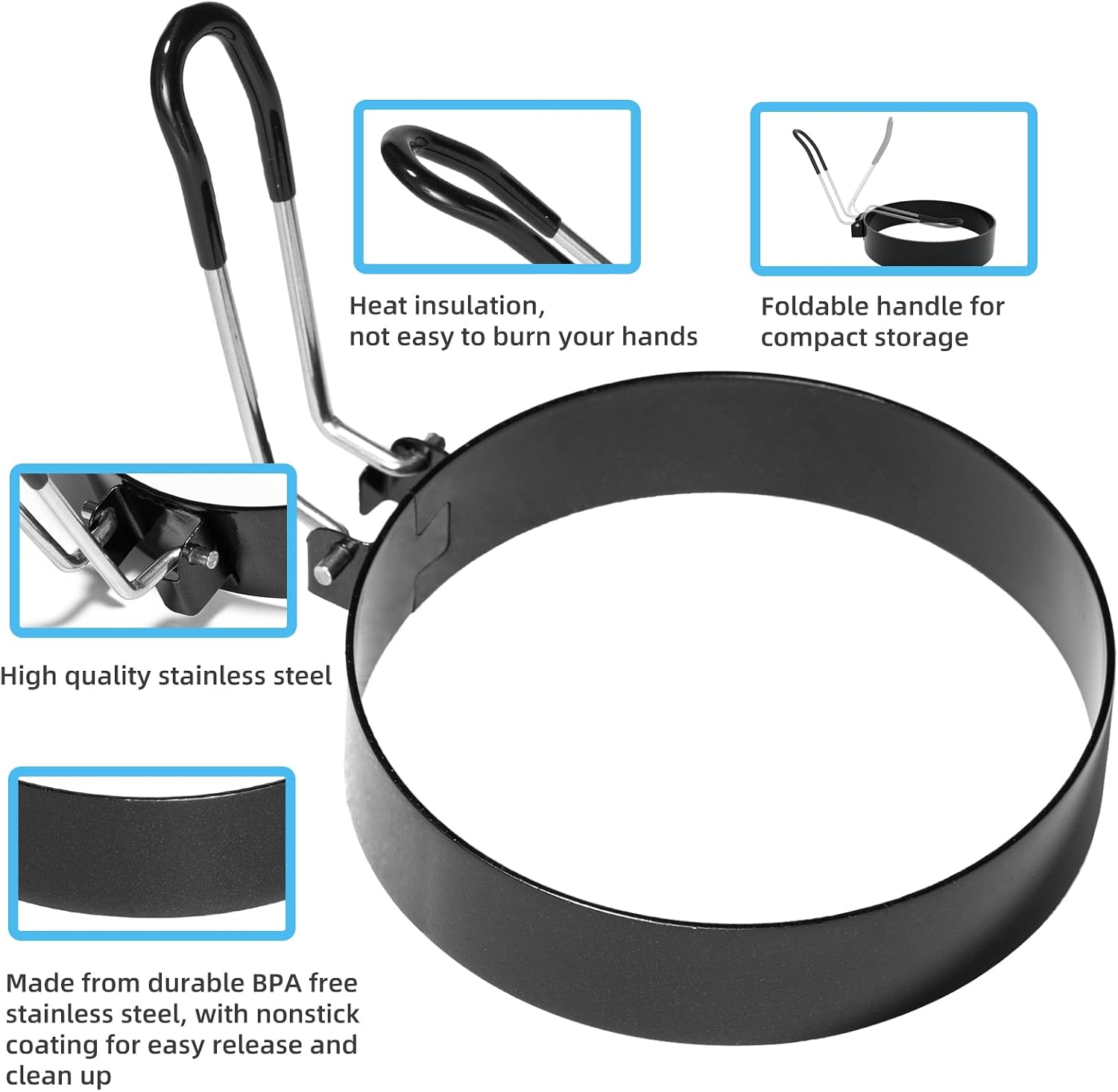 Ameupin Nonstick Stainless Steel Egg Rings 4 Pack