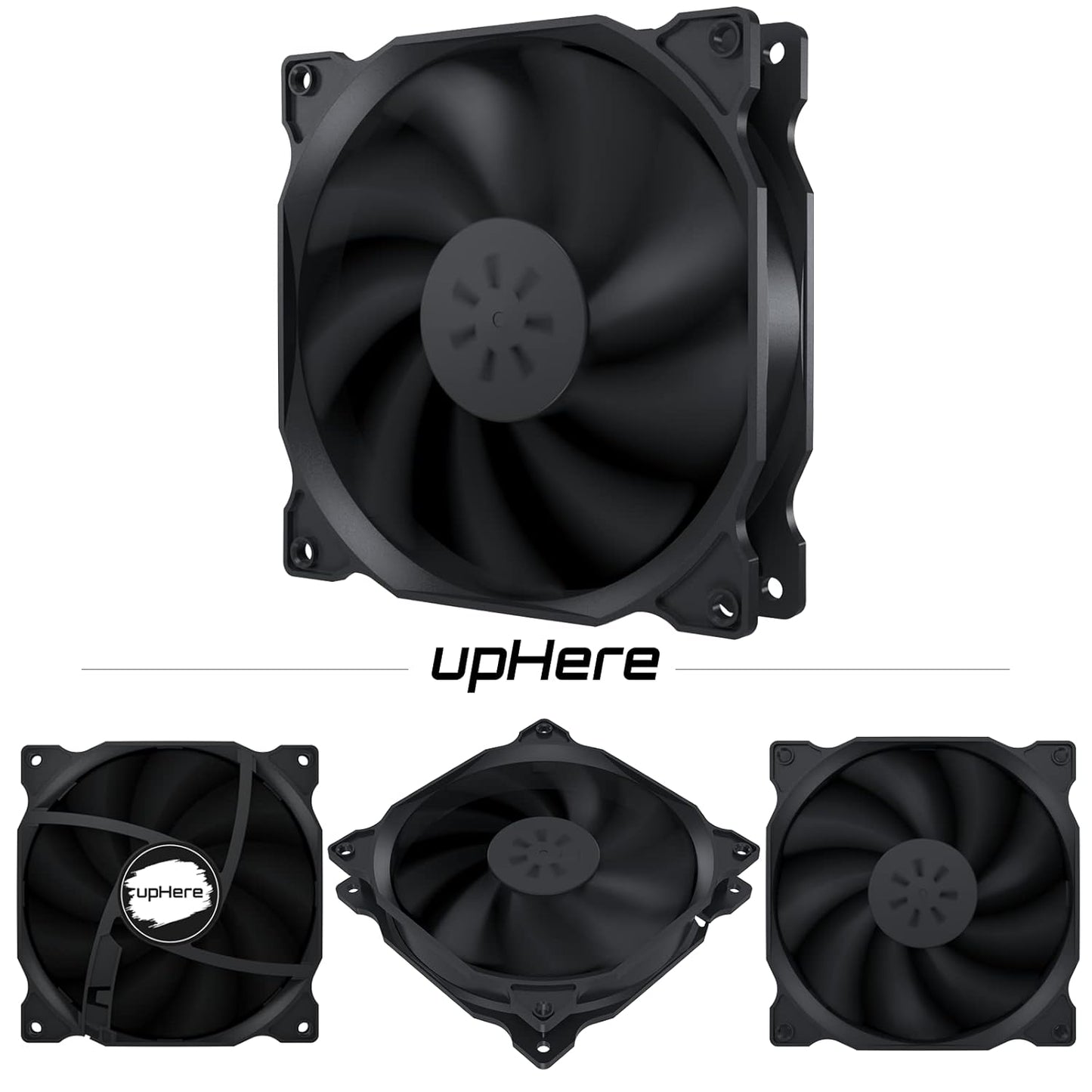 upHere 3‑Pack 120mm Temperature‑Controlled High‑Performance Quiet PC Fan