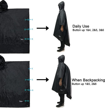 Azeekoom 3-in-1 Waterproof Rain Poncho, Tent, and Blanket