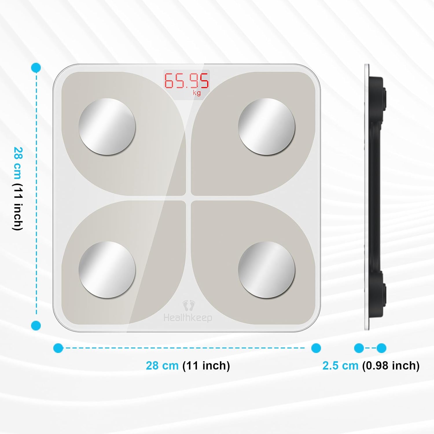 Healthkeep Bluetooth Smart Body Scale with 13 Measurements, 180lb Capacity