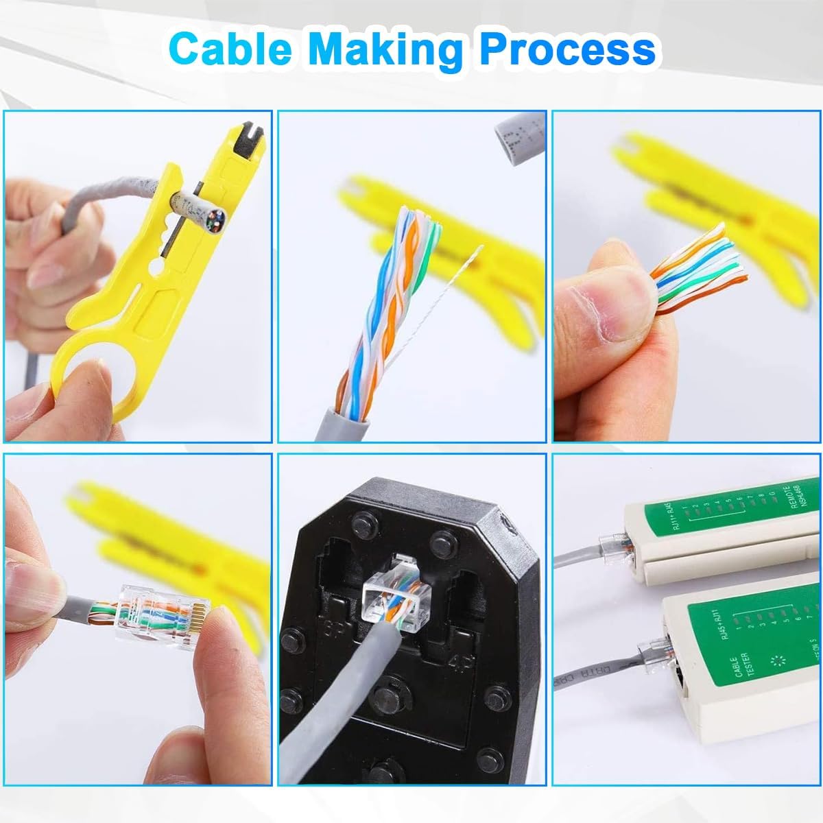 AZYAADIXX Crimping Tool Kit for RJ11 RJ12 RJ45 CAT5 CAT6