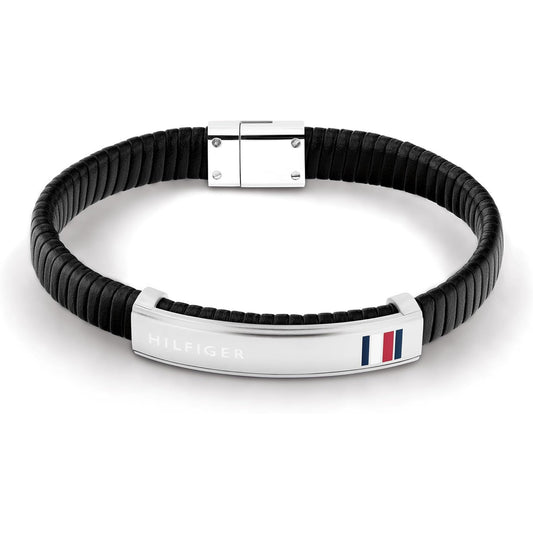 Tommy Hilfiger Men's Braided Leather Bracelet with Stainless Steel Accent