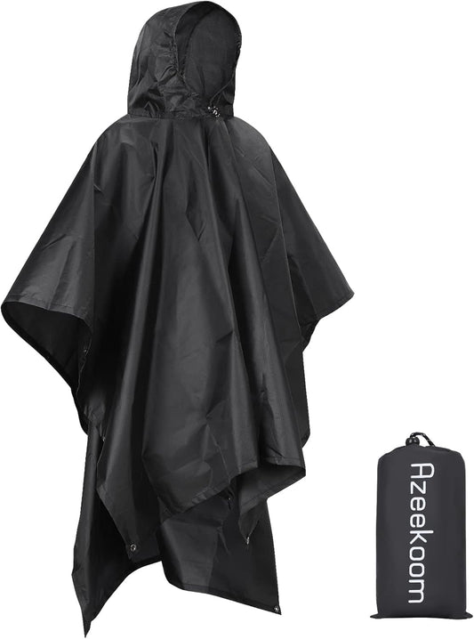 Azeekoom 3-in-1 Waterproof Rain Poncho, Tent, and Blanket