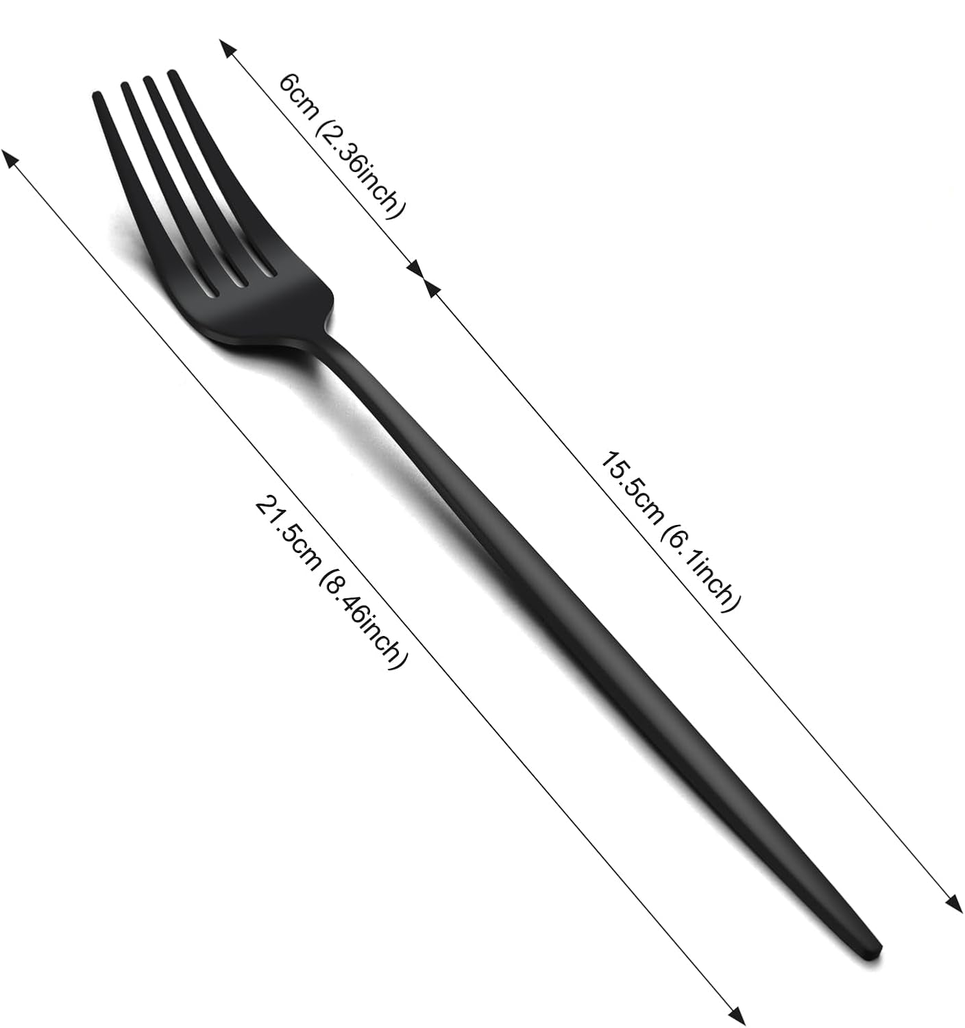 Pleafind 24-Piece Black Stainless Steel Dinner Fork Set