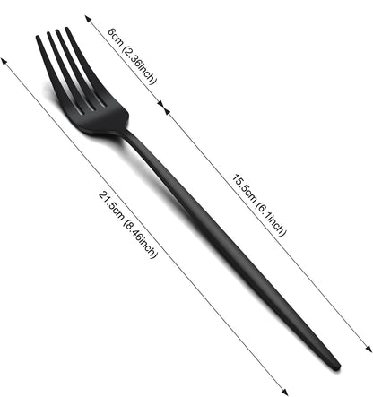 Pleafind 24-Piece Black Stainless Steel Dinner Fork Set