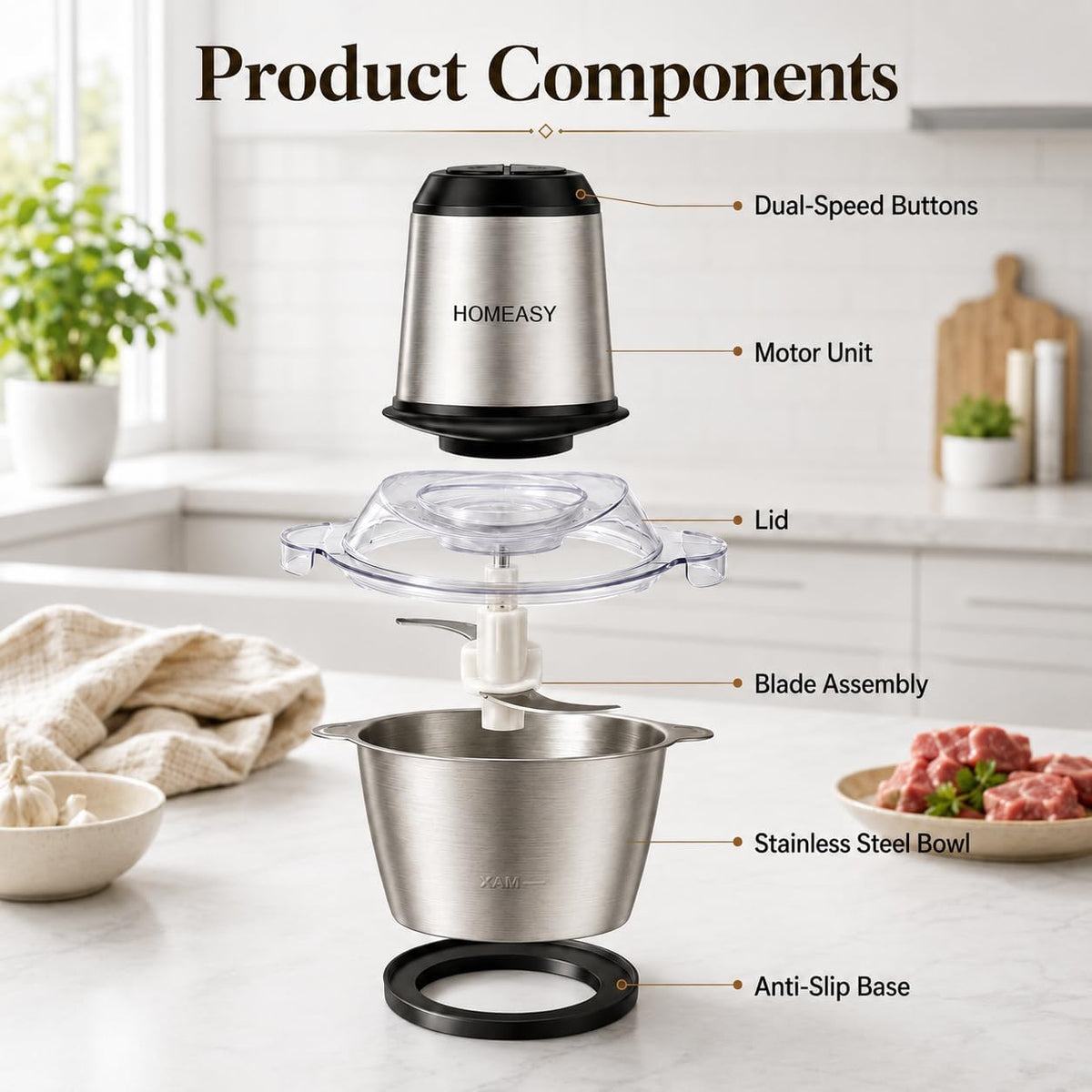 HOMEASY ALW-FC38 Electric Food Chopper 2L 350W
