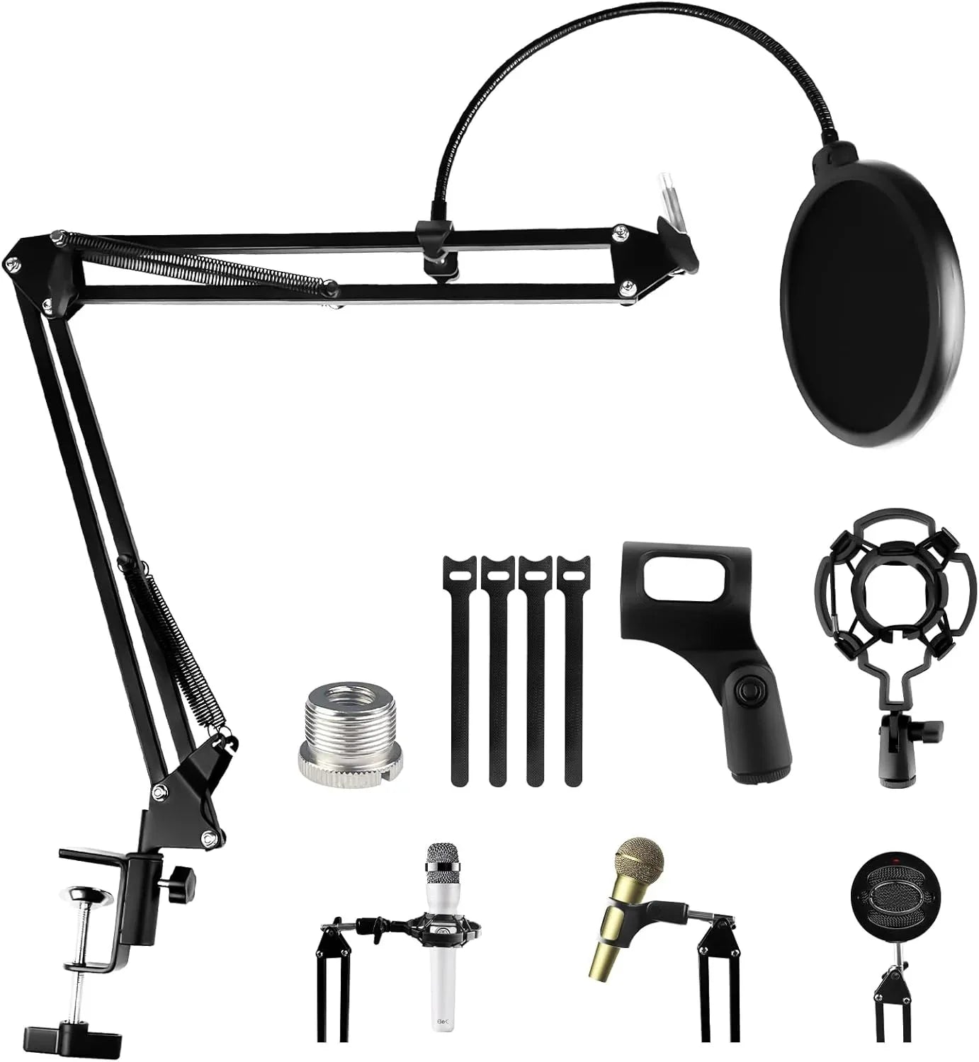 Adjustable Black Metal Mic Stand with Pop Filter Shock Mount - Gomix Brands Outlet