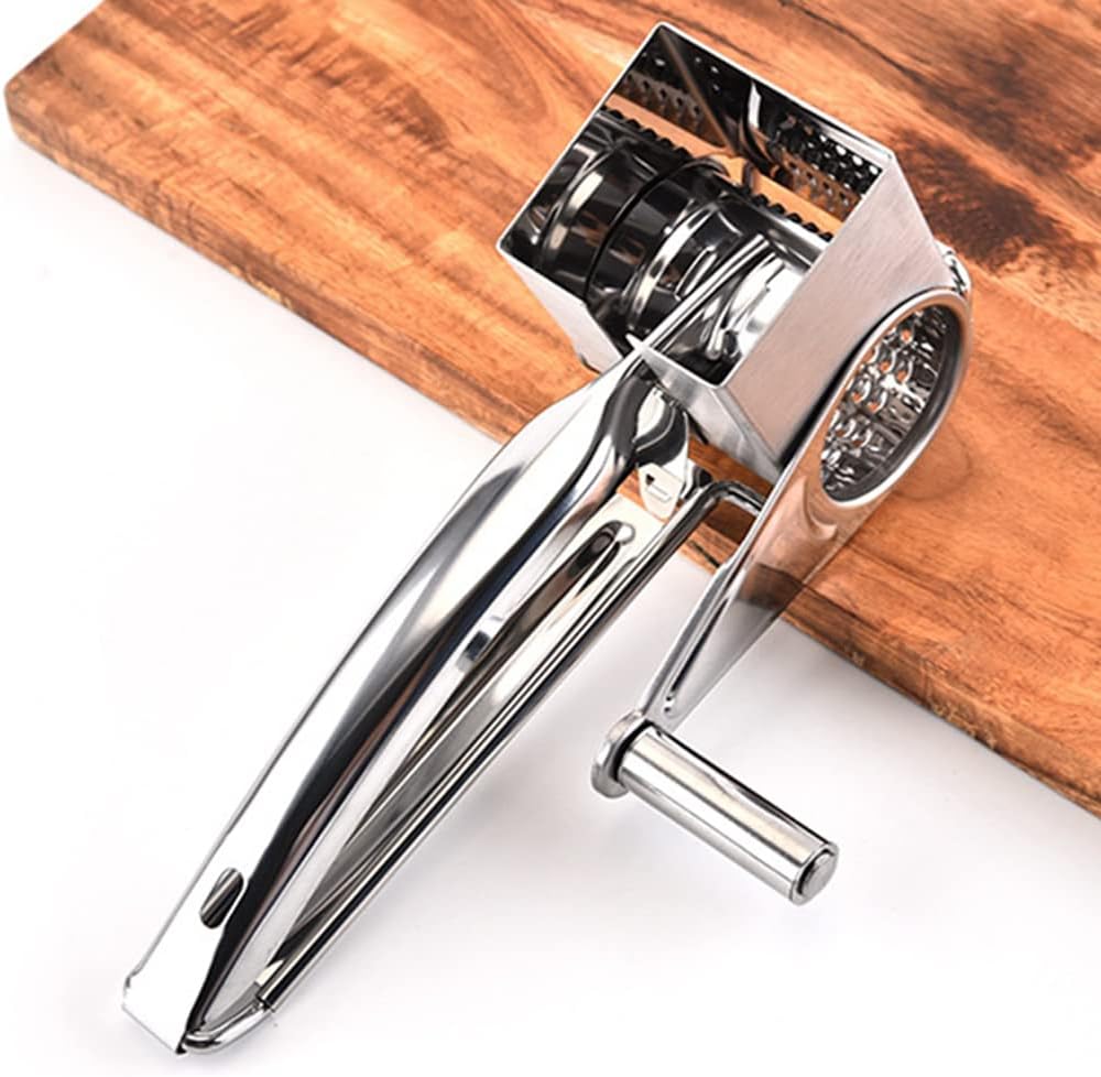 Hand-Operated Rotary Cheese Grater with Stainless Steel Drum - Perfect for Veggies