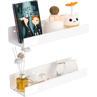 HexsonHomsa 12 Inch White Acrylic Wall Shelf – Sturdy Floating Organizer - Gomix Brands Outlet