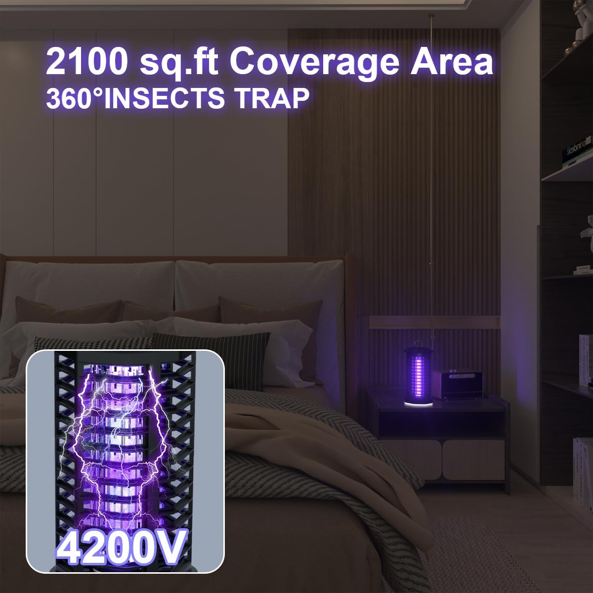 MPETAPT Electric Bug Zapper with LED Light 15W Metal Mesh Mosquito Fly Killer for Indoor Home Garden Patio Backyard