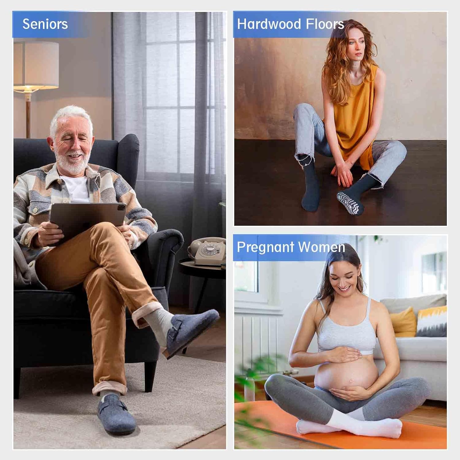 Artfasion Non Slip Grip Socks for Men Women Seniors