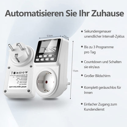 NOVKIT Digital Interval Timer Socket with 3 Programs and Countdown