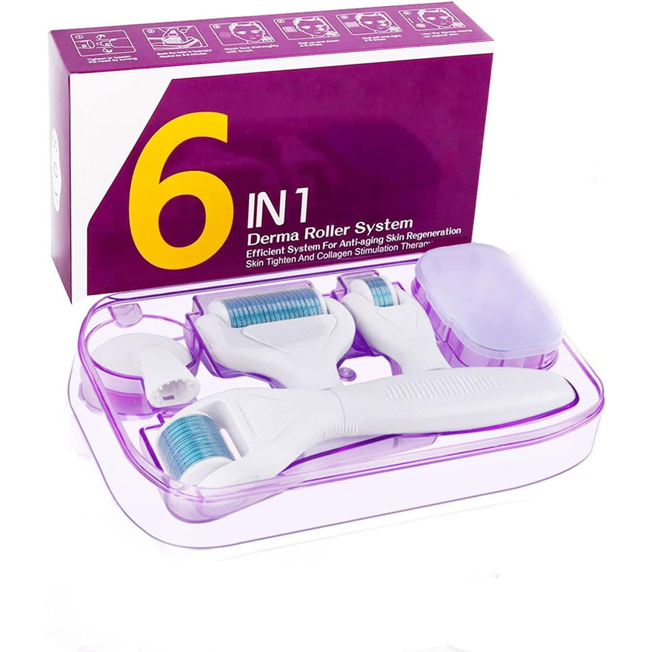 Winpok 6-in-1 Titanium Derma Roller Kit with 4 Needle Heads