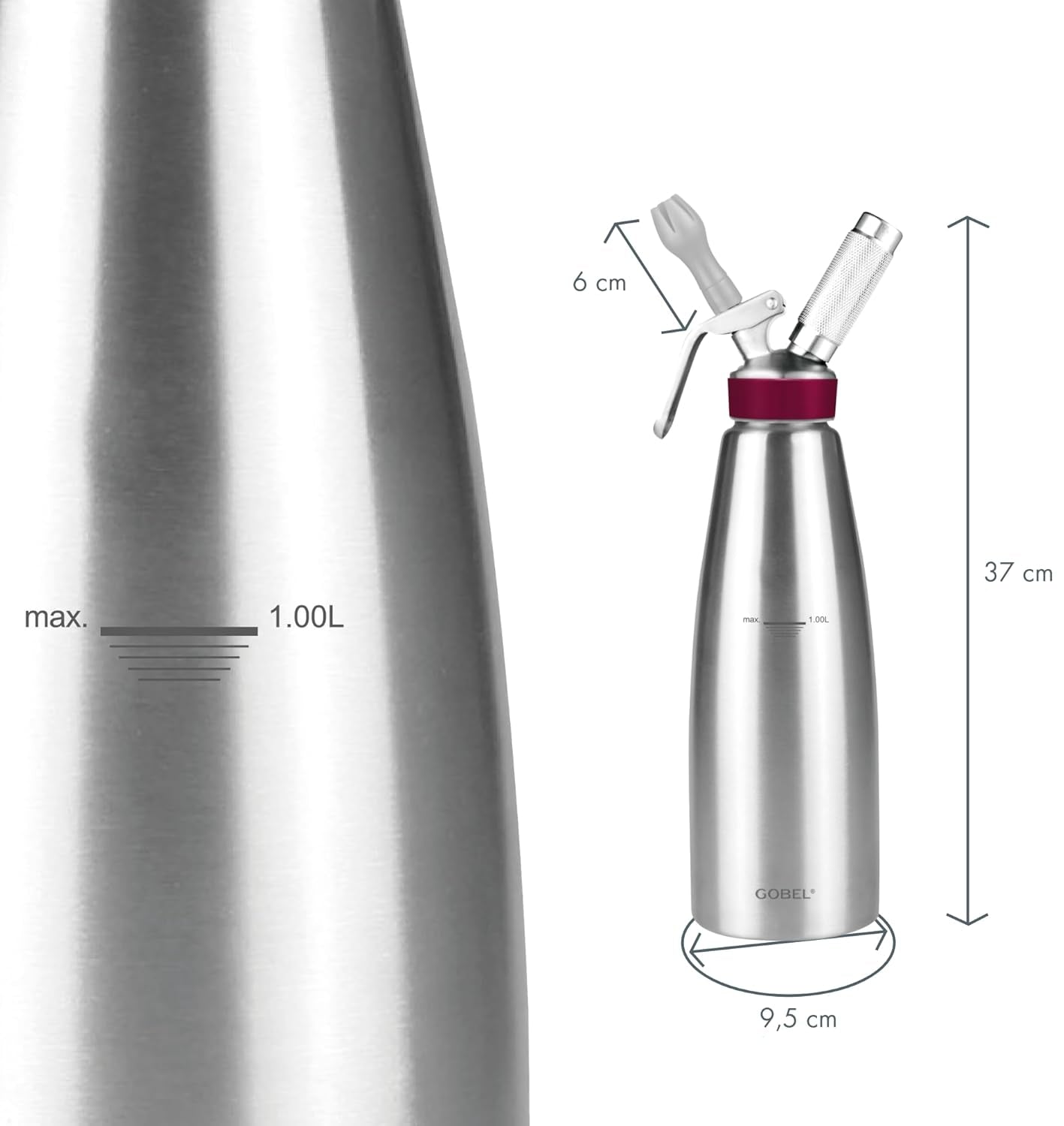 Gobel Professional Stainless Steel Siphon for Creamy Sauces and Espressos