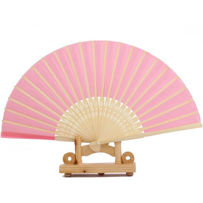 Pink Bamboo Folding Hand Fan – Elegant 21 cm Summer Wedding Décor