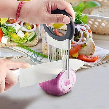 Stainless Steel Onion Holder Slicer Aid for Fruits Vegetables - Gomix Brands Outlet