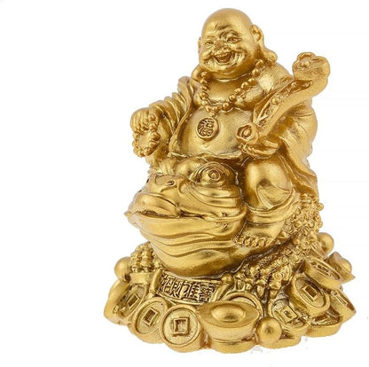 Laughing Buddha on Feng Shui Frog – 7cm Prosperity Figurine