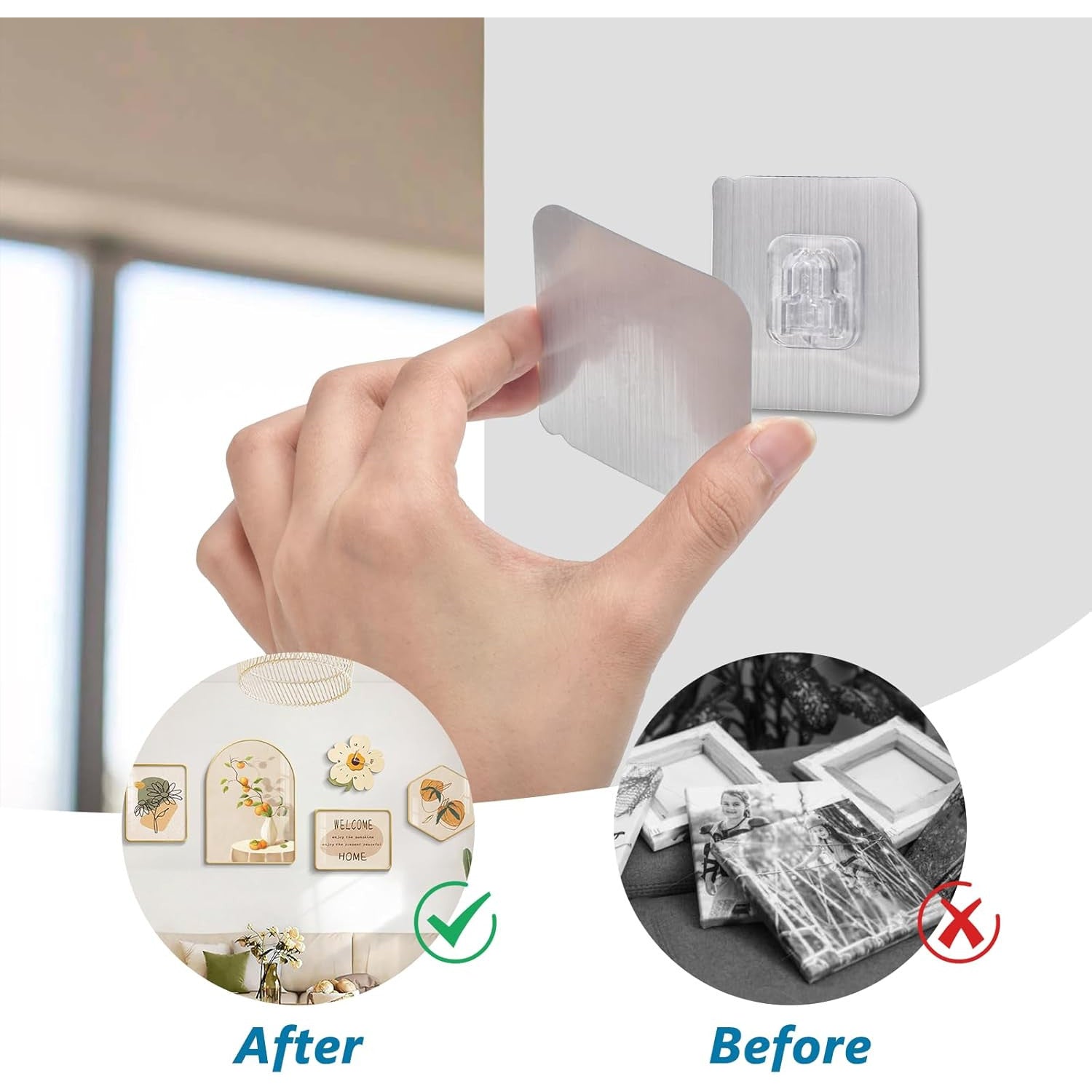 AccEncyc 30-Pack Strong Clear Double-Sided Adhesive Wall Hooks for Home Organization