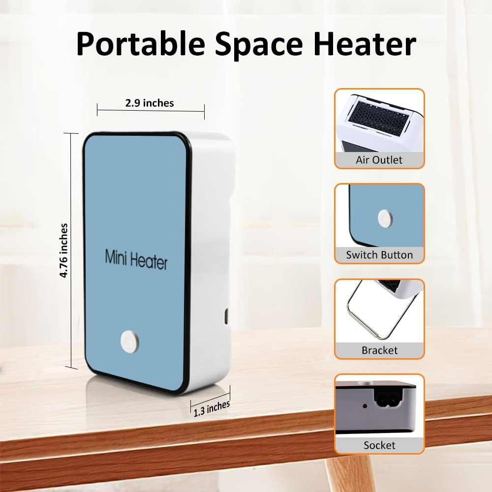 YOUCIDI WY-H1-BL4 Portable Mini Desk Heater 200W Blue