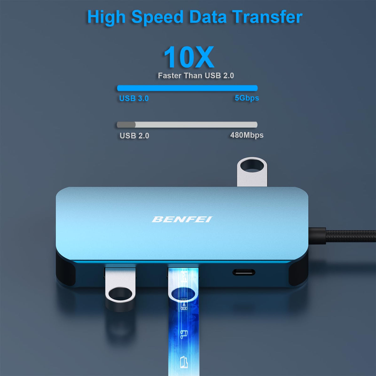 BENFEI 000335blue-N 8-in-1 USB C MST Hub