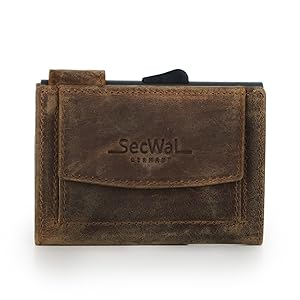 SecWal Modern Leather RFID Card Case with Coin Pocket