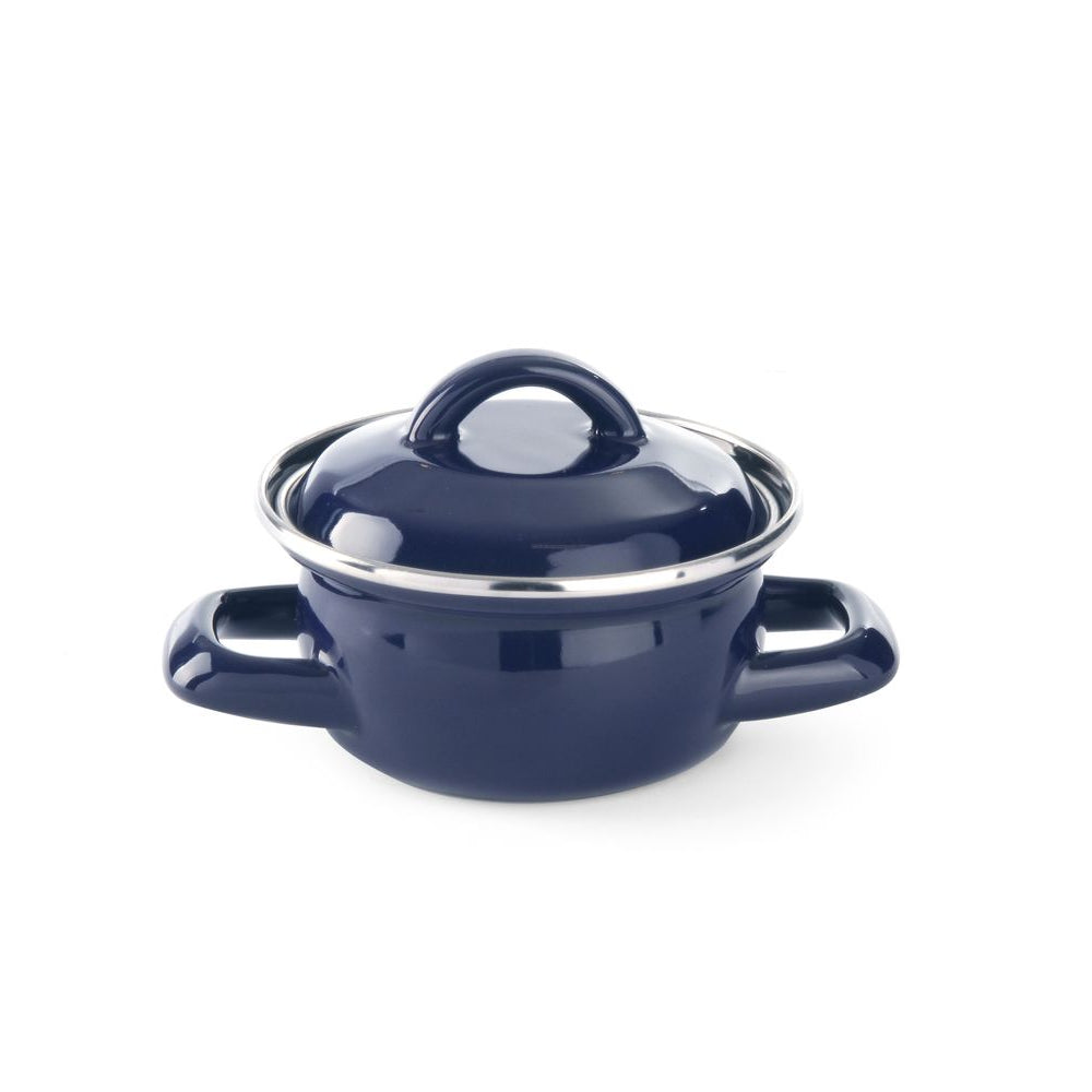 Durable Enamel Soup & Gravy Pan with Lid for Gas Stoves, Versatile Cooking & Serving Pot