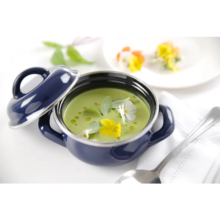 HENDI Durable Enamel Soup & Gravy Pan with Lid for Gas Stoves, Versatile Cooking & Serving Pot