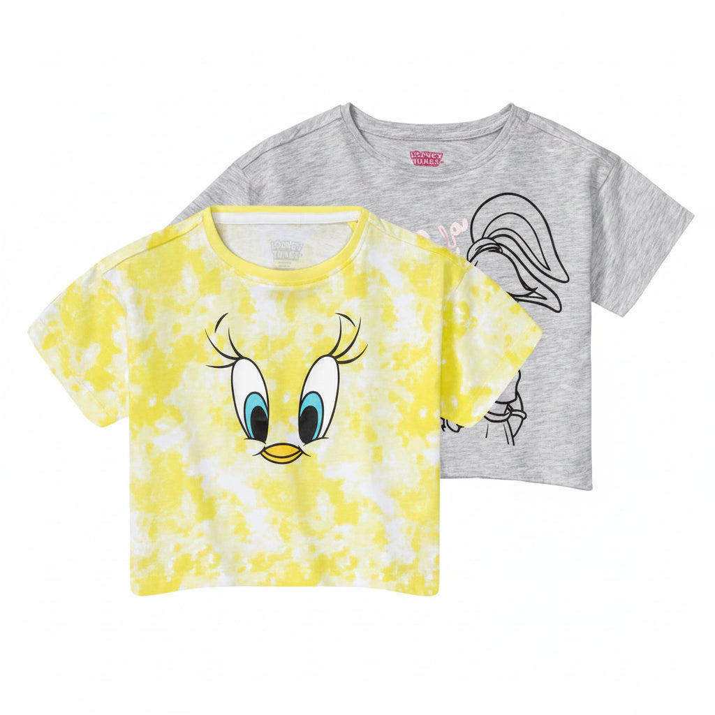 Disney Looney Tunes 2-Pack Cropped Girls' T-Shirts Multicolored 110-116 cm (4-6 Years) 437732-1