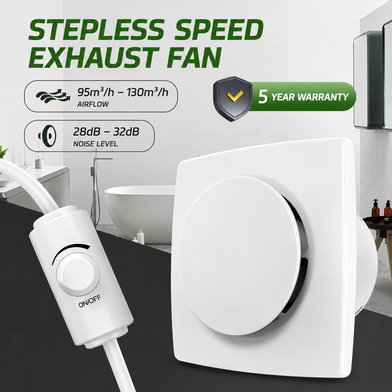 BUMSOU P113E Bathroom Exhaust Fan 100 mm