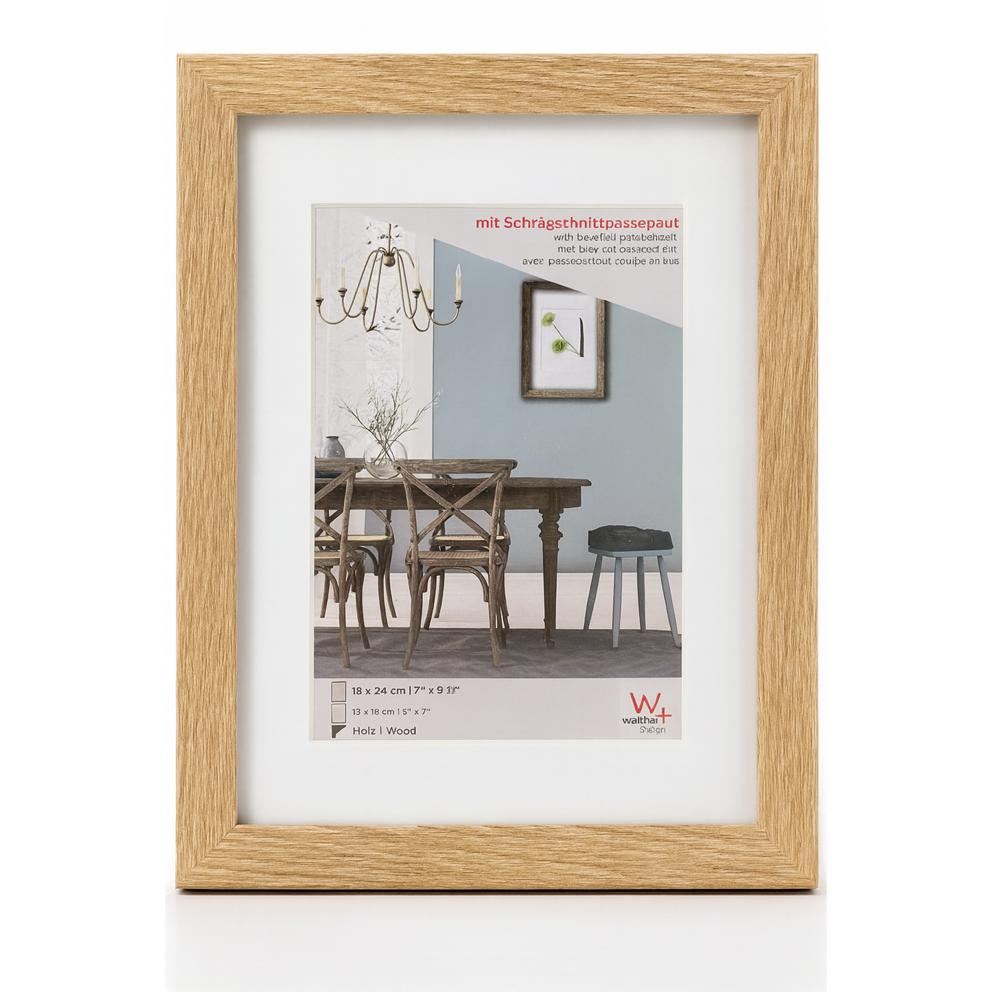 Walther Design Light Oak 18x24 cm Picture Frame with Passepartout
