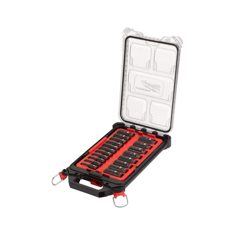 Milwaukee SHOCKWAVE Impact Socket Set, 3/8 Inch Drive, 19-Piece Packout Case