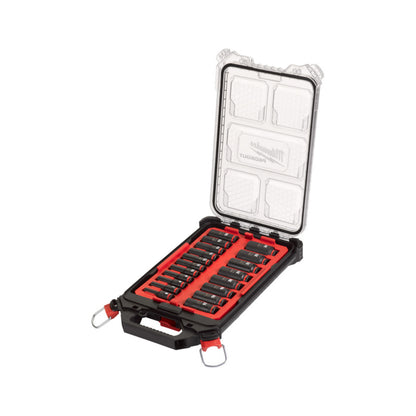Milwaukee SHOCKWAVE Impact Socket Set, 3/8 Inch Drive, 19-Piece Packout Case