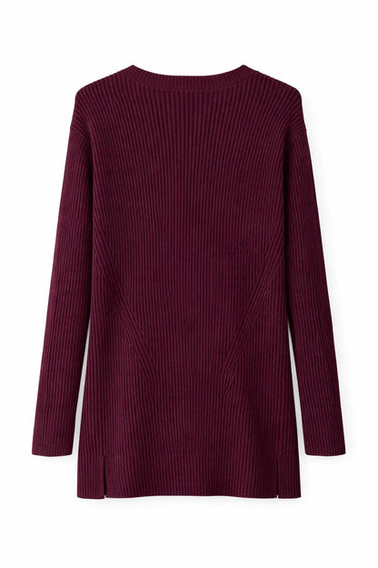 Lands' End Cotton Ribbed Knit V-Neck Jumper Dress - Gomix Brands Outlet