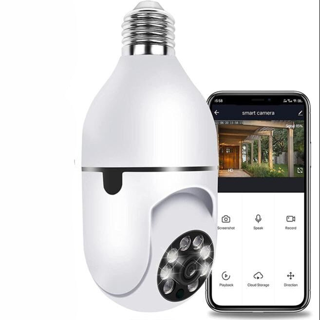 V380 Panorama Moving WiFi Light Bulb Security Camera 1080P