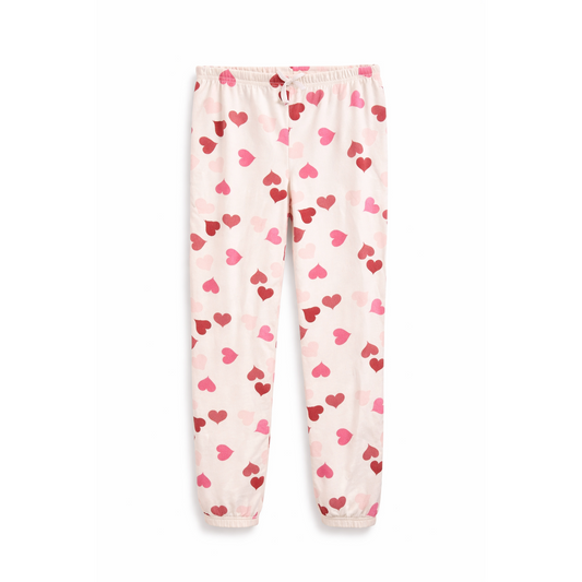 Grayson Threads Girls White Heart Print Fleece Jogger Pants