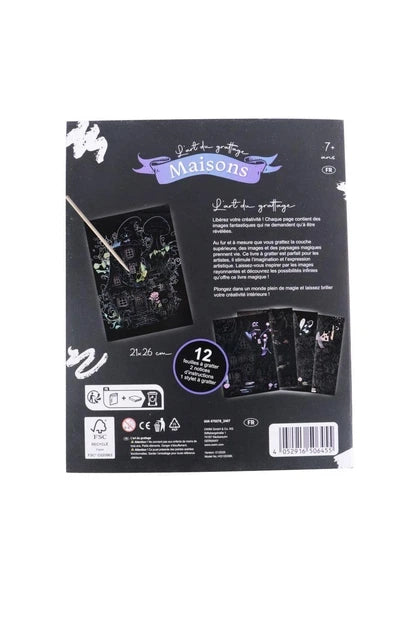Crelando Scratch Art Set Fantastic Houses 12 Sheets HG12535B