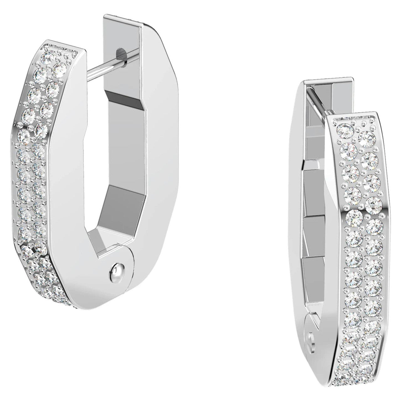 Swarovski Dextera Small Octagonal White Rhodium Plated Crystal Hoop Earrings