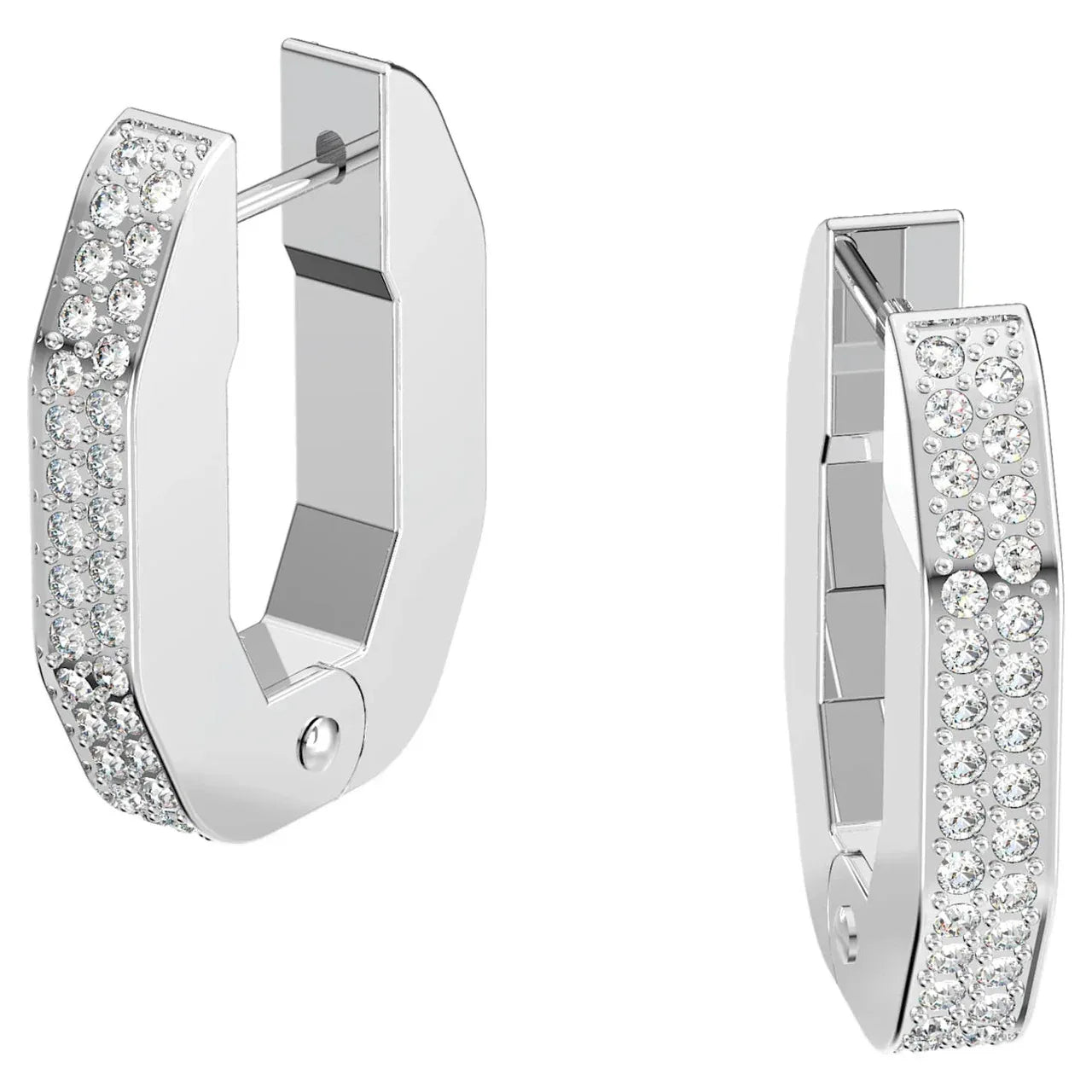 Swarovski Dextera Small Octagonal White Rhodium Plated Crystal Hoop Earrings - Gomix Brands Outlet