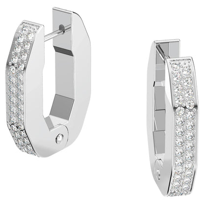 Swarovski Dextera Small Octagonal White Rhodium Plated Crystal Hoop Earrings